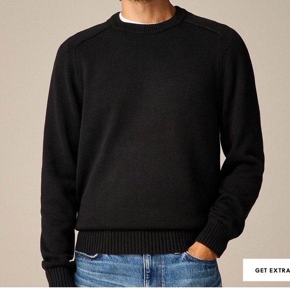 NEW J. Crew Mens Heritage Black 100% Cotton Crewneck Sweater XL